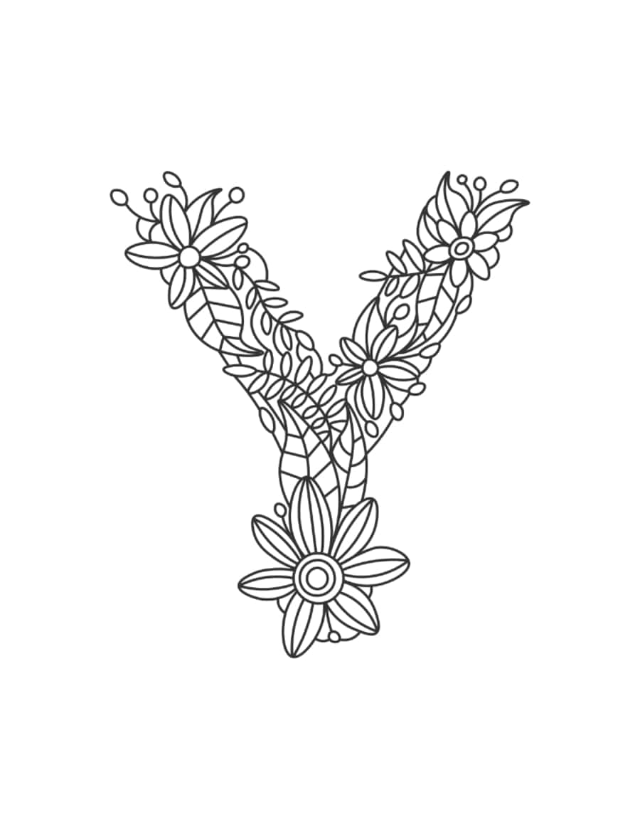 Flower Letter Y Tracing Shape Pdf Free Vectors